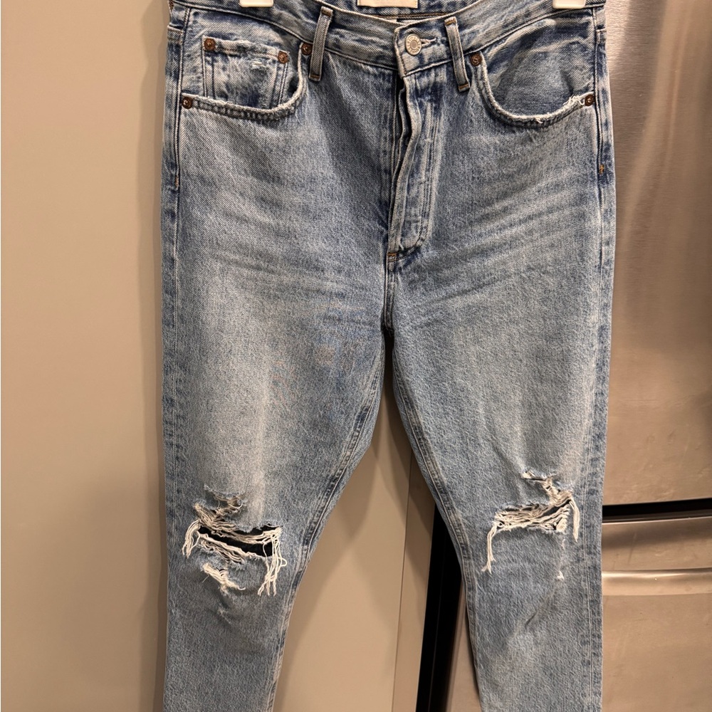 Agolde Women’s Light Blue Distressed Skinny Jeans